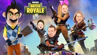 Fortnite In Real Life Vs Hello Neighbor In Real Life In Huge Box Fort Juggernaut Nerf Battle