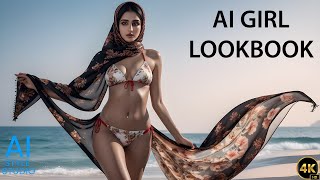 4K AI Art Lookbook Video of Arabian AI Girl ｜ Trendy Desert Romance Outfits