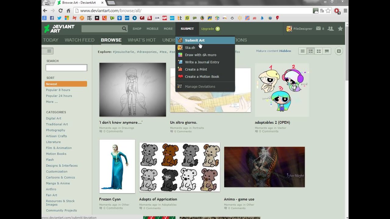 Tutorial Como upar uma ART no DeviantART - PD - YouTube