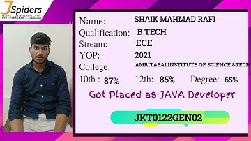 Congratulations Shaik Mahmad Rafi   placed as Java developer
