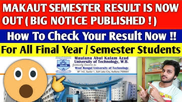 MAKAUT HAS PUBLISHED SEMESTER RESULT 😊| makaut | makaut result | makaut university | wbut exam