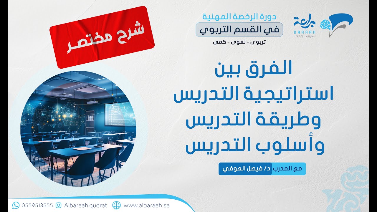 دورة الرخصة المهنية في التربوي - الفرق بين استراتيجية التدريس وطريقة التدريس وأسلوب التدريس