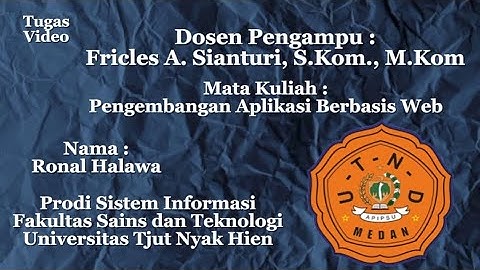 Tugas membuat Video materi pertemuan ke-5, Mata Kuliah Pengembangan Aplikasi Berbasis Web