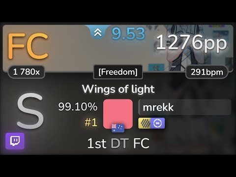 🔴 9.5⭐ mrekk | Akitsuki Fuuka - Wings of light [Freedom] +HDDT 99.10% FC #1 | 1276pp - osu!MAIN 16