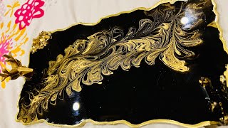 DIY Black and Gold Resin Tray - Easy Tutorial for Stunning Results!