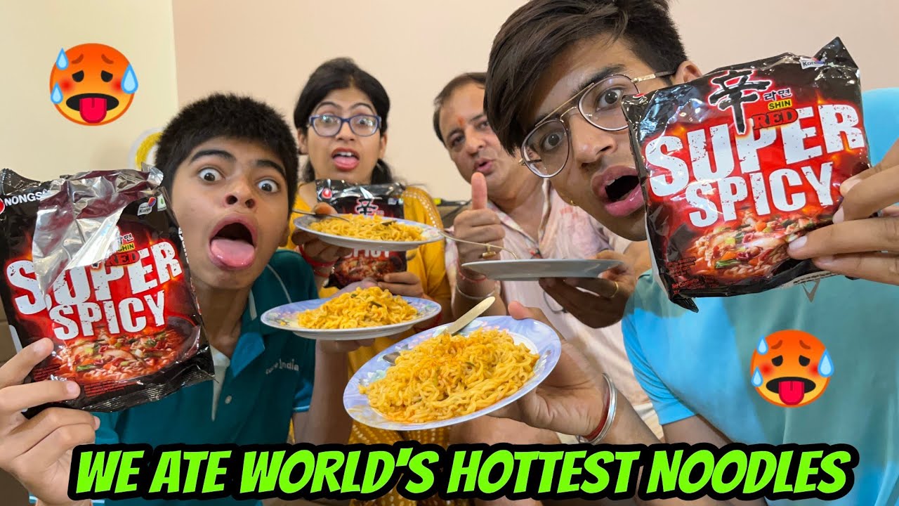 We Ate Worlds Hottest Noodle With Family Indian Family Reaction  Hottest Noodle Challenge 