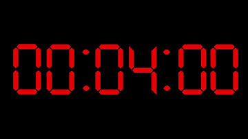 4 Minute Countdown Timer w/ Alarm - Digital Clock - Red w/ Black Background - Retro Westclox - 4:00