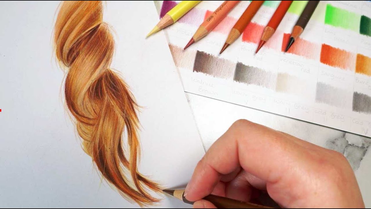 Drawing blond hair with colour pencils