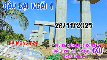 Cầu Đại Ngãi 1 Trụ Đà Móng P22 Đổ Bê Tông Trụ P23 Lắp Ráp Cốt Thép Lớp Thứ 3 Ngày 28/11/2025