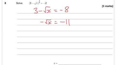 AQA Further Maths GCSE 2016 Paper 1 Q8 - Indices and Equations