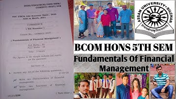 Assam University Question Paper | Fundamentals Of Financial Management | @Navoneet Bhattacharjee
