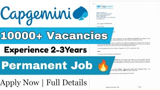 Capgemini Recruitment 2026 for Experienced Candidates | Latest IT Jobs 2026 #job #vacancy 