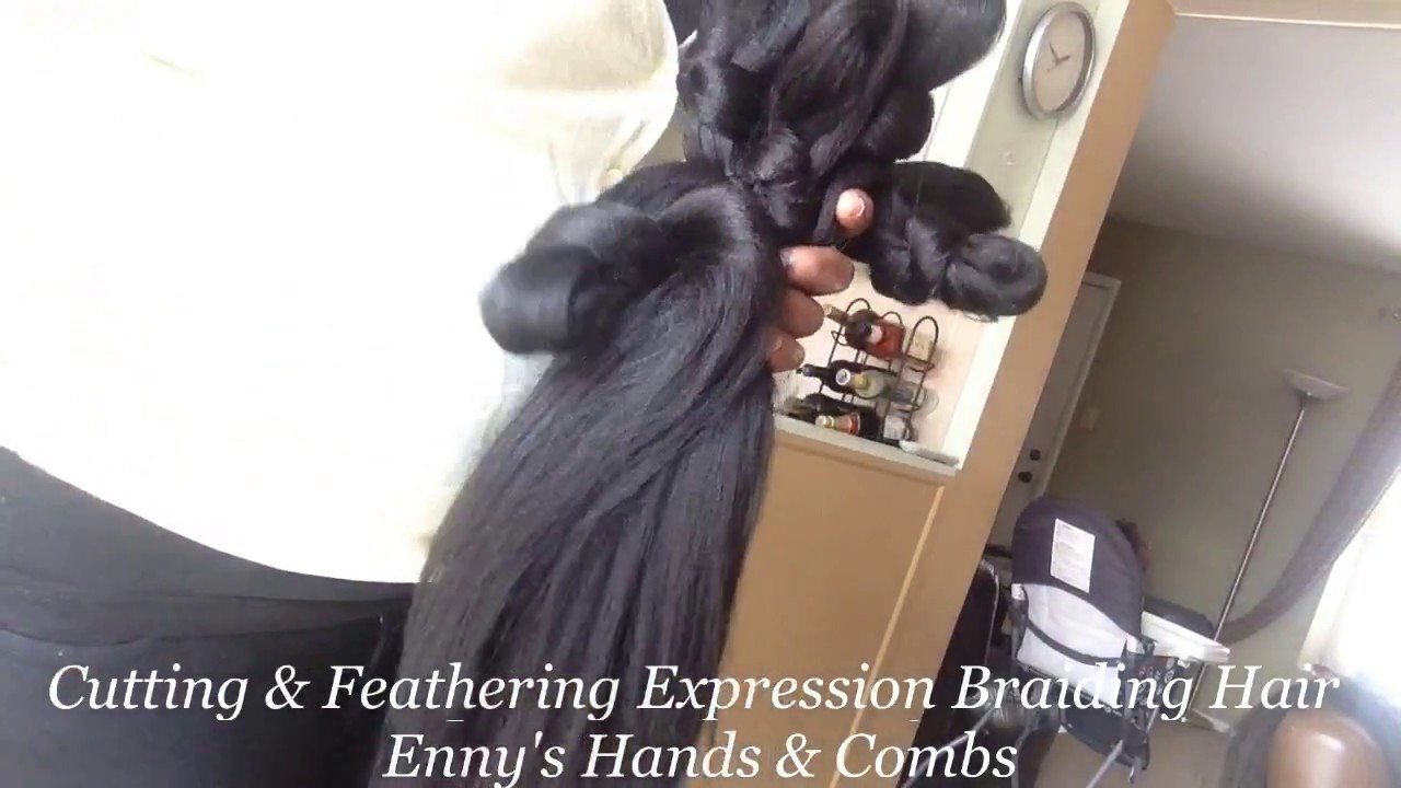 How To Cut And Feather Expression Braiding Hair YouTube
