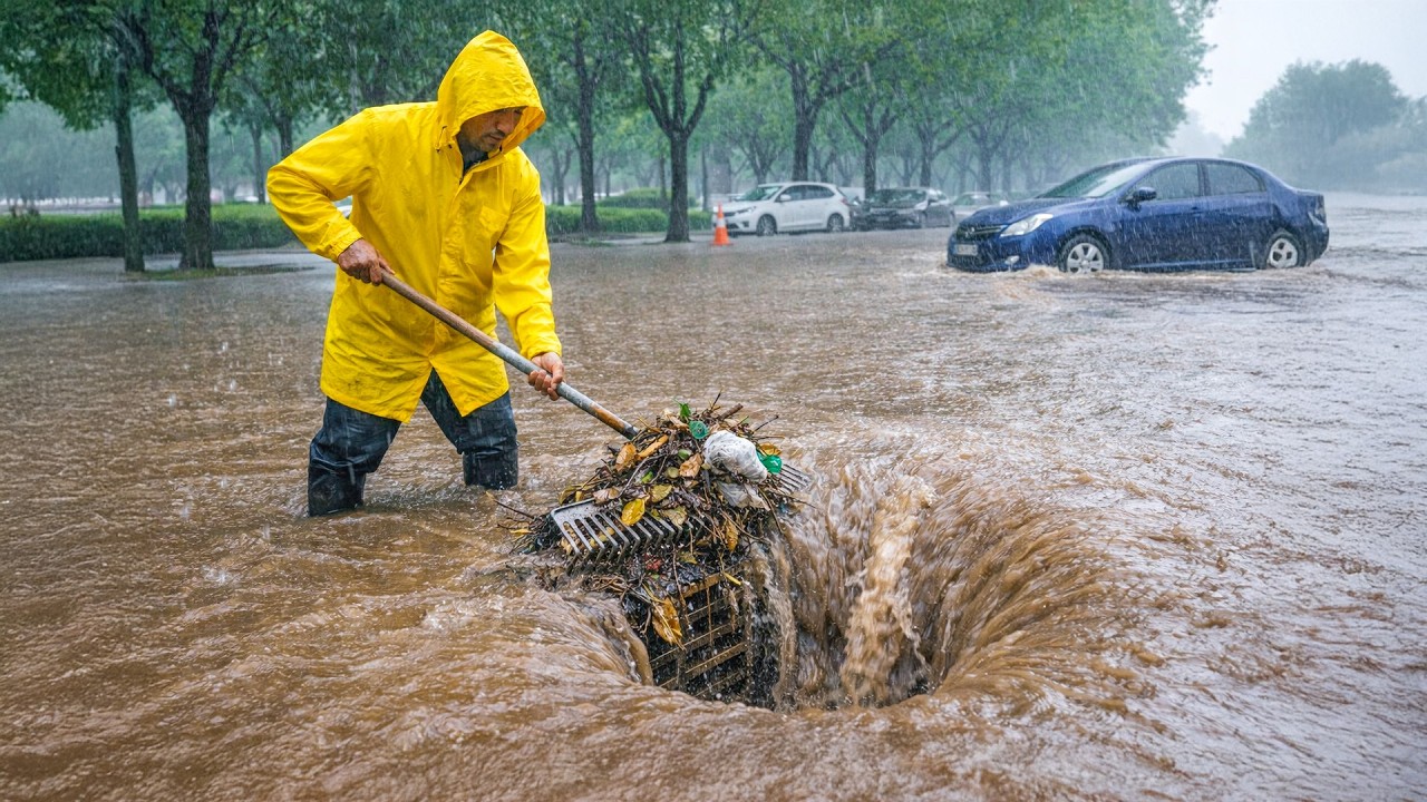 Clearing a Completely Blocked Storm Drain After Heavy Rain