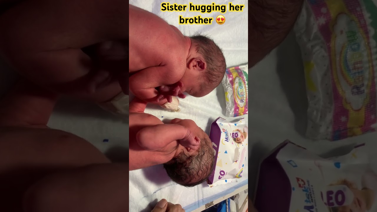 Sister hugging her brother and loving with him…