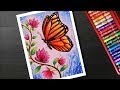 How to draw Easy Butterfly and Flower Scenery drawing and painting