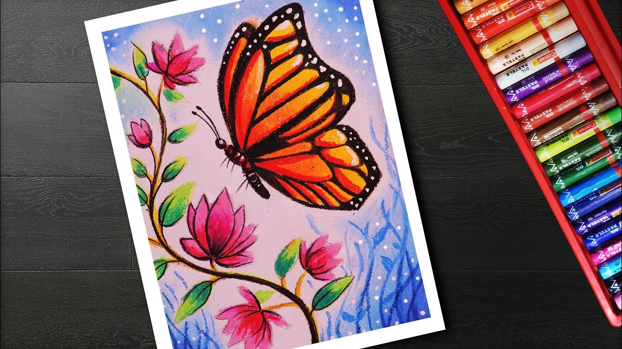 How to draw a beautiful butterfly sitting on a flower/Butterfly sketch  tutorial/Pencil sketch easy - YouTube