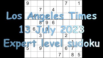Sudoku solution – Los Angeles Times sudoku 13 July 2023 Expert level