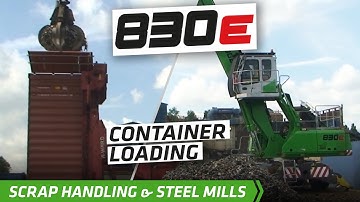 SENNEBOGEN - Scrap Handler: 830 Material handling machine E-Series at container loading, UK