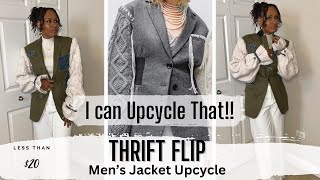 DIY $400 Zara Tricot Sleeve Jacket  | I can UPCYCLE that! | Men’s suit upcycle