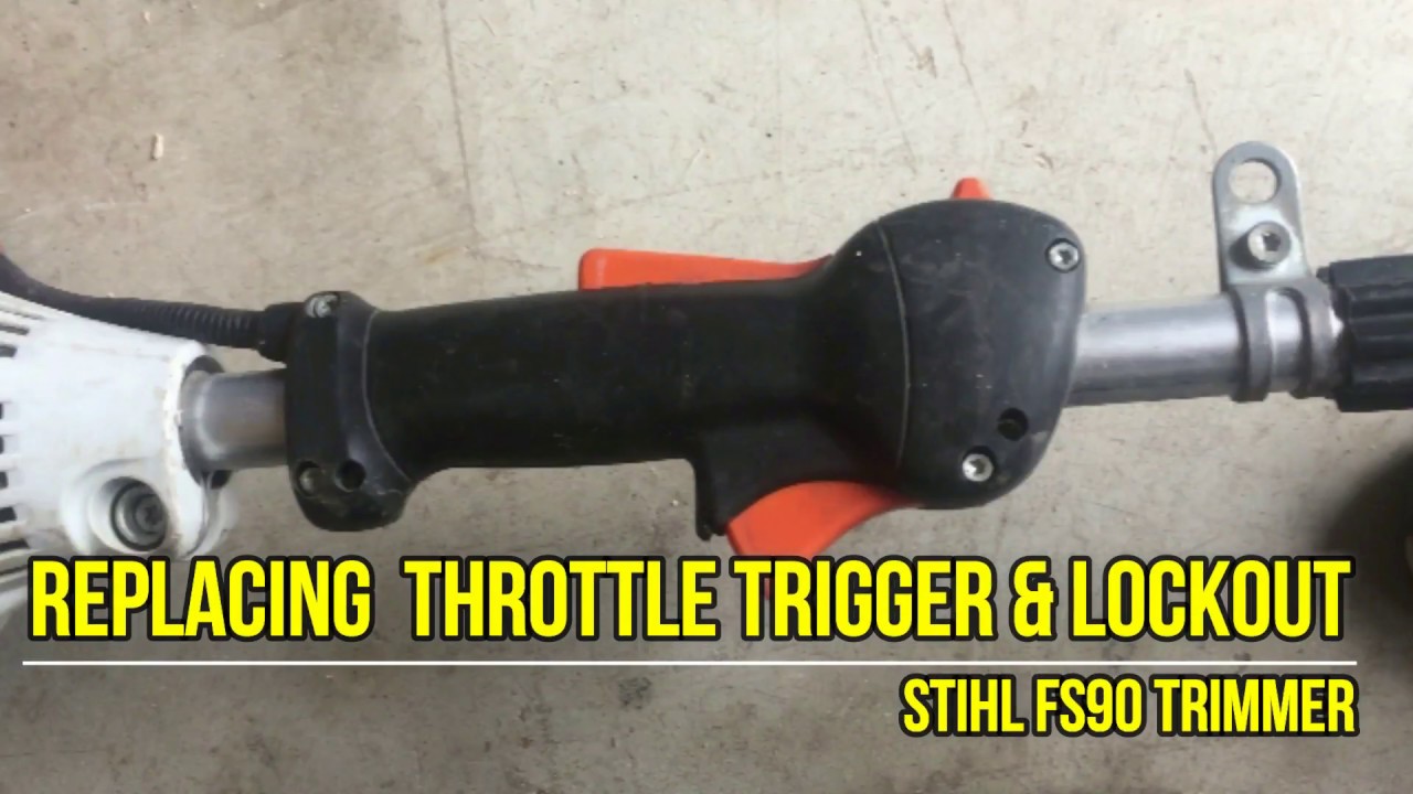 Replacing Trigger and Lockout on Stihl FS90R Trimmer Weedeater - YouTube