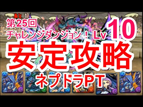 パズドラ 第25回チャレンジダンジョン Lv10 ソロ安定攻略 ネプドラ