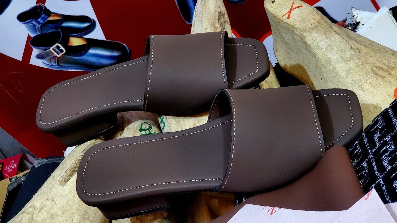 Процесс изготовления тапочек на блочном каблуке