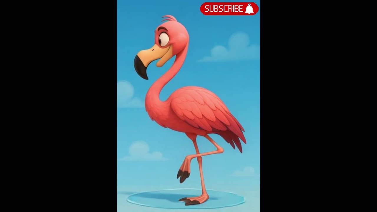 Beautiful pink flamingo. Water splashes. Video created by AI. 