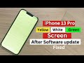 Iphone 13 pro yellowwhitegreen screen of death after ios update fixed