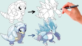 Como Desenhar O Pokémon Alolan Sandshrew E Alolan Sandslash Pokemon Evolution