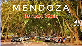 【4K】Caminando por la Tarde Noche Mendocina, Parque San Martín, Mendoza Argentina - Travel Vlog