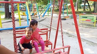 Mainan di taman bermain anak prosotan ayunan | Outdoor Playground for kids and family fun activities