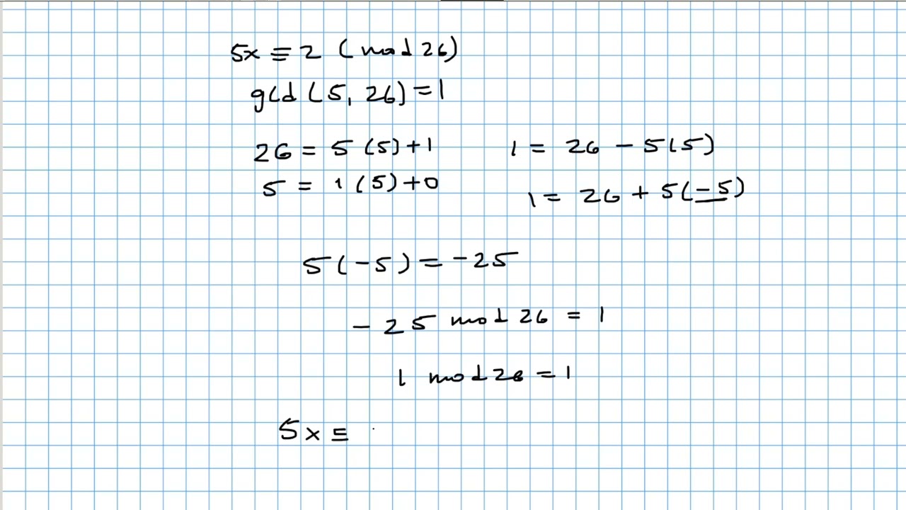 5x congruent to 2 mod 26