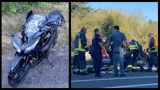 High Speed Motorcycle Wreck Response - Vancouver Fire Pre Arrival - SR500 On Ramp to i205 SB