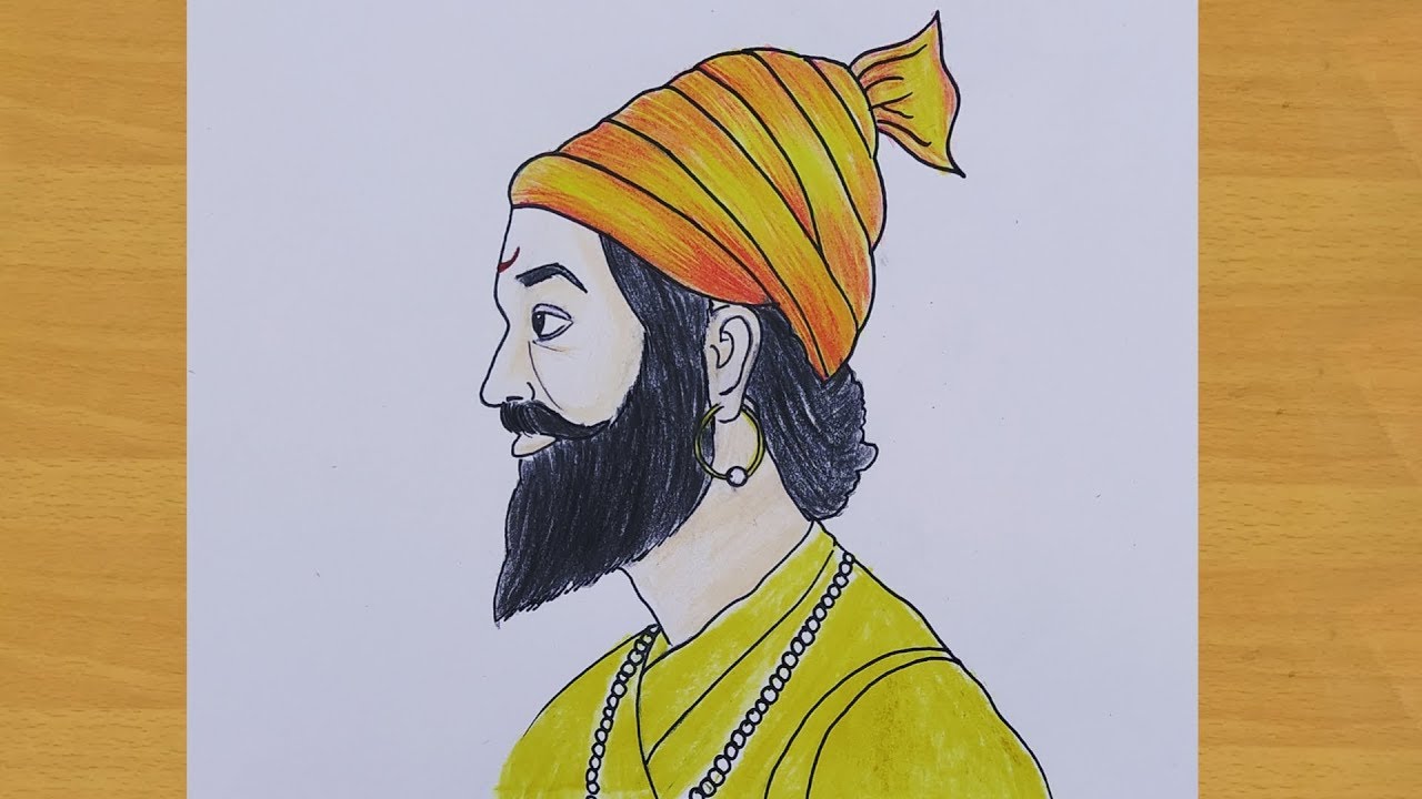 Pencil Colors Painting Of Shivaji Maharaj  DesiPainterscom