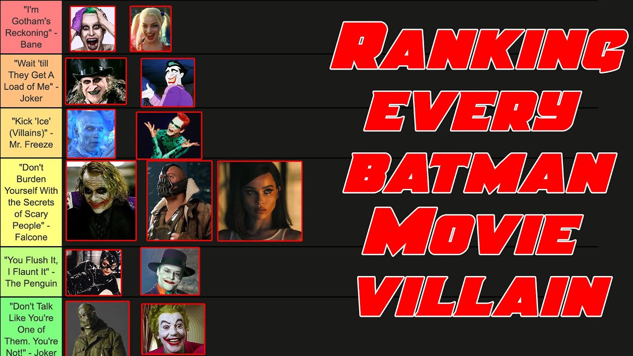Every Batman Movie Villain Ranked | Batman Villains Tier List - YouTube