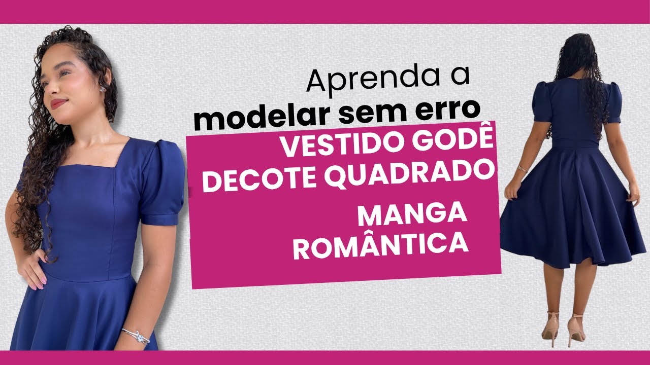 Como Fazer Vestido Godê Decote Quadrado com Mangas Românticas? - Eu ...