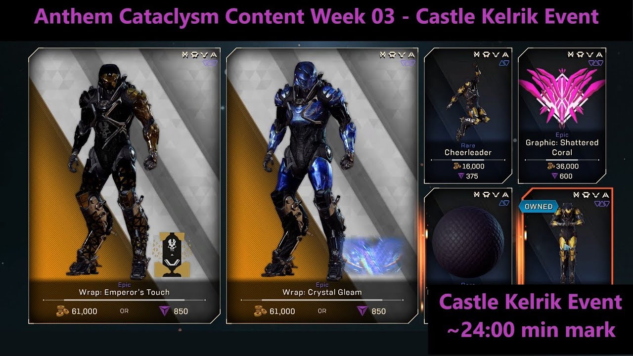 Anthem Cataclysm Content Week 03 - Castle Kelrik Event, store, Casja's focus challenge again Anthem Cataclysm Content Week 03 - Castle Kelrik Event, store, Casja's focus challenge again