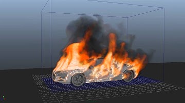 Maya Fluid Dynamics - Burning Car (Resolution 120)