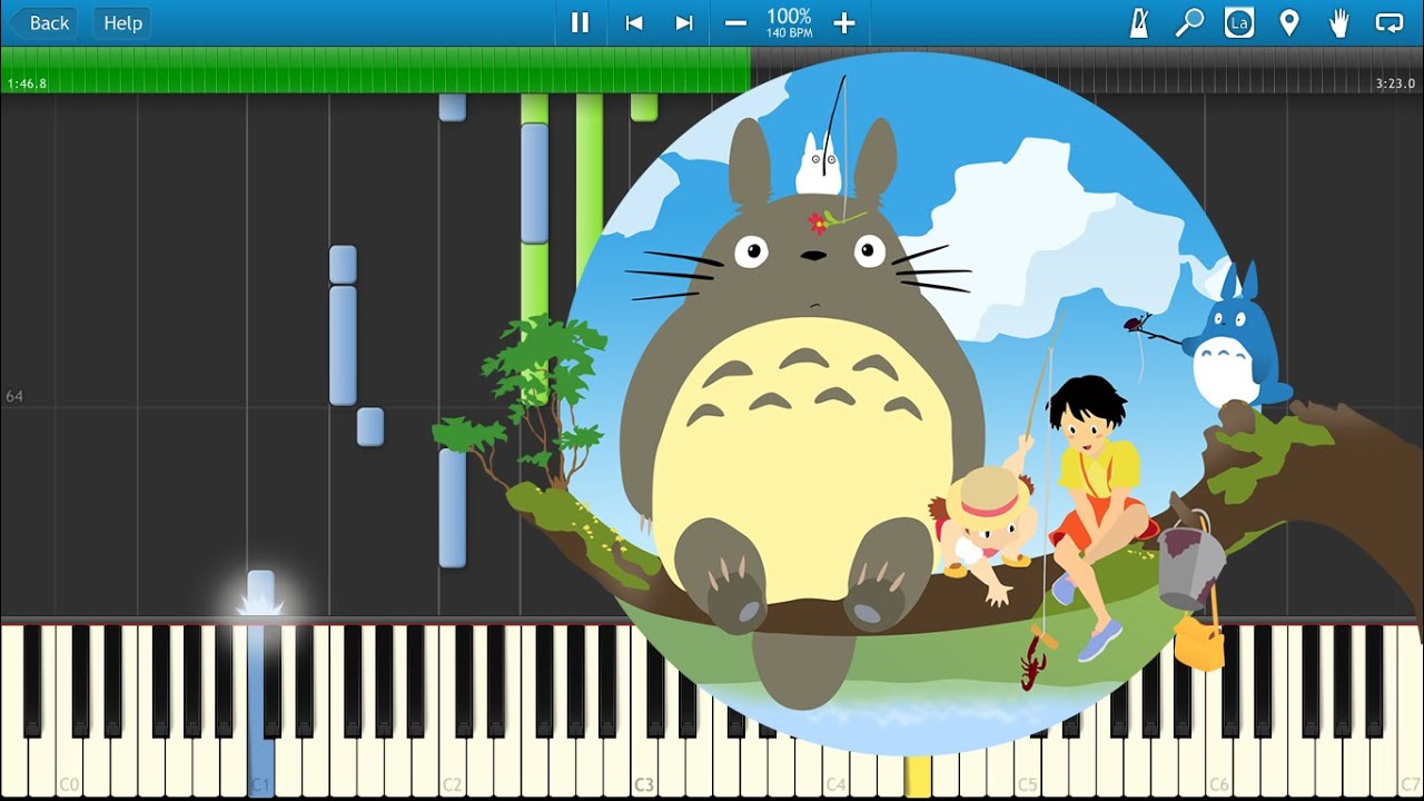Synthesia] Joe Hisaishi「久石譲」- Tonari no Totoro {duet}「となり