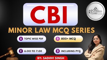CBI APP | CBI MINOR LAW (Central Vigilance Commission Act) LAW MCQ SERIES |  LECTURE -2