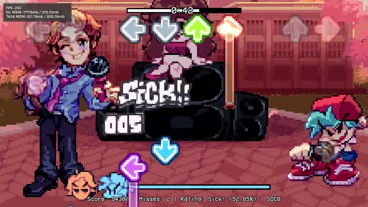 Playing Friday Night Funkin (Senpai E-mix) like Guitar Hero (On a Controller) because i'm bored :3