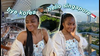 i left south korea 🇰🇷👋🏾 // 22 hour layover in SINGAPORE 🇸🇬 travel diary vlog