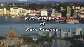 Kota Kinabalu VS Kota Kuching | City in North Borneo Malaysia Aerial Battle