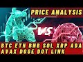 Price analysis btc eth bnb sol xrp ada avax doge dot link