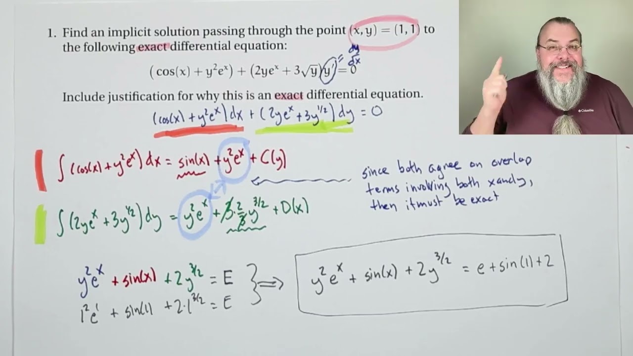 Solutions to practice exam 1 (Diff Eq.; Spring 2026)