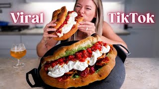 Viral TikTok Giant Pizza Sandwich Recipe | Cooking, Talking, Mukbang