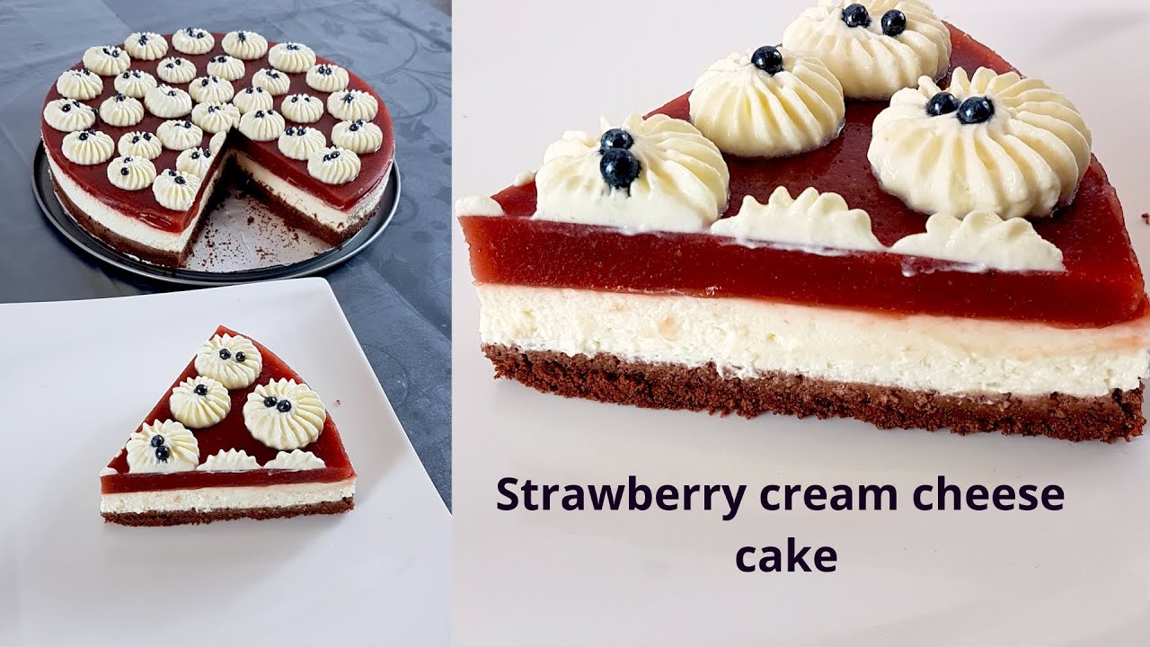 Strawberry Cream Cheese Cake Cheese Cream Cake Recipe NoBake