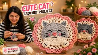 Everyone Is Crocheting This Cute Cat Motif! 😍 Easy & Beginner Friendly