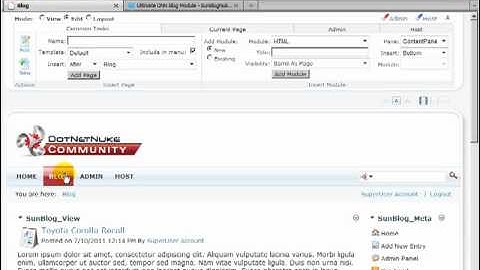 DotNetNuke Tutorial - SunBlogNuke Review - A Blog Module for DNN part 2 of 3 - Video #245